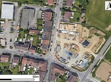 Orthophotoplan géoréférencé d'un chantier